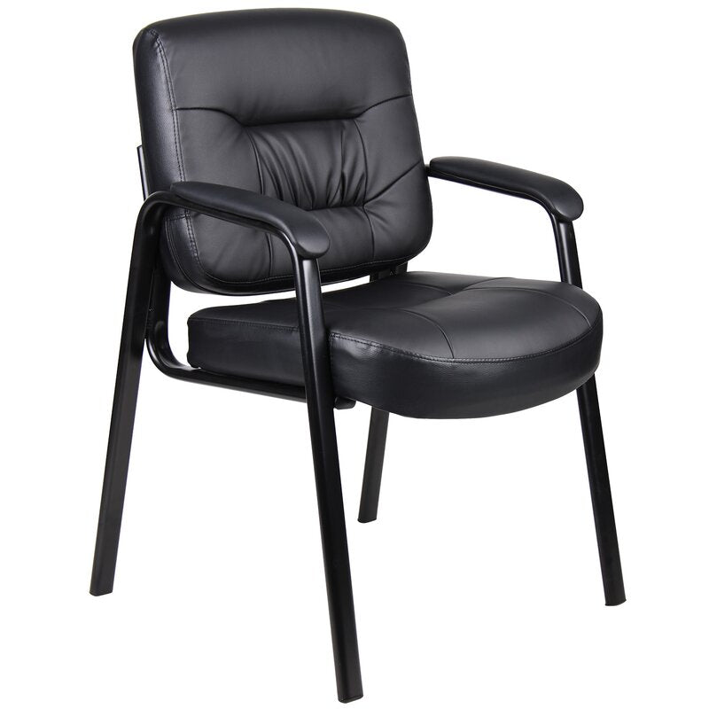 Bathford 23.5" W Leather Seat Waiting Room Chair with Metal Frame